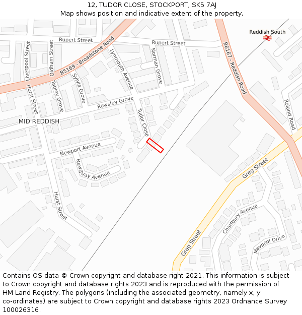 12, TUDOR CLOSE, STOCKPORT, SK5 7AJ: Location map and indicative extent of plot