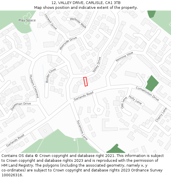 12, VALLEY DRIVE, CARLISLE, CA1 3TB: Location map and indicative extent of plot
