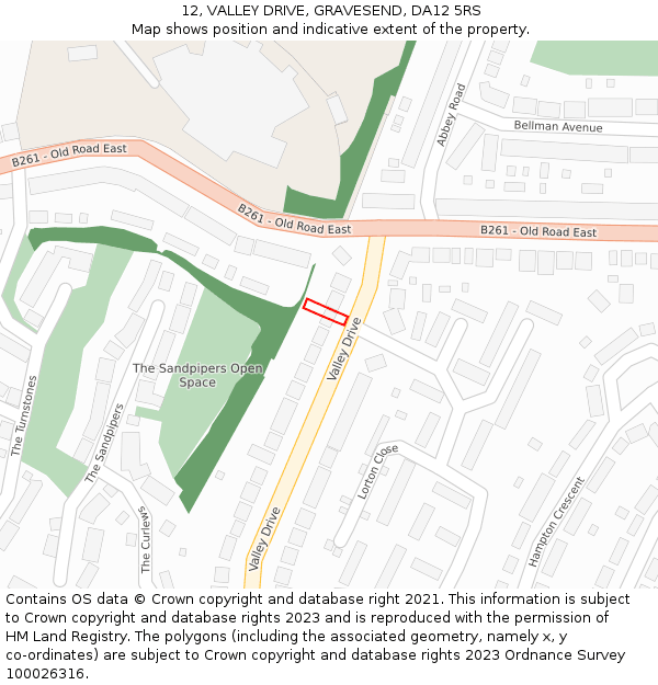 12, VALLEY DRIVE, GRAVESEND, DA12 5RS: Location map and indicative extent of plot