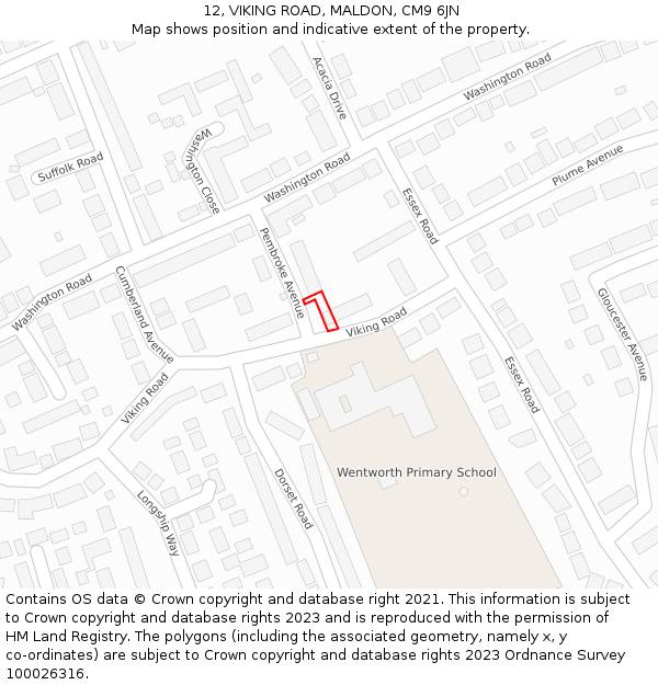 12, VIKING ROAD, MALDON, CM9 6JN: Location map and indicative extent of plot