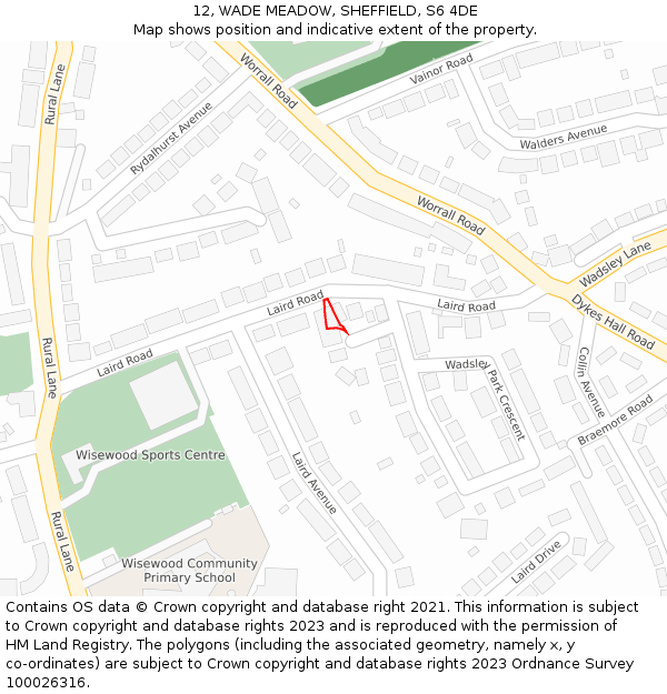 12, WADE MEADOW, SHEFFIELD, S6 4DE: Location map and indicative extent of plot