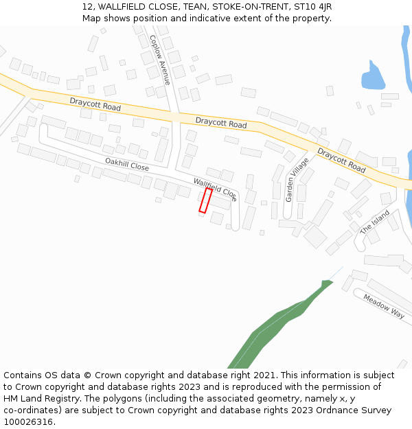 12, WALLFIELD CLOSE, TEAN, STOKE-ON-TRENT, ST10 4JR: Location map and indicative extent of plot