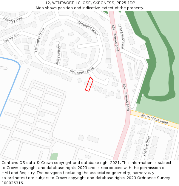 12, WENTWORTH CLOSE, SKEGNESS, PE25 1DP: Location map and indicative extent of plot