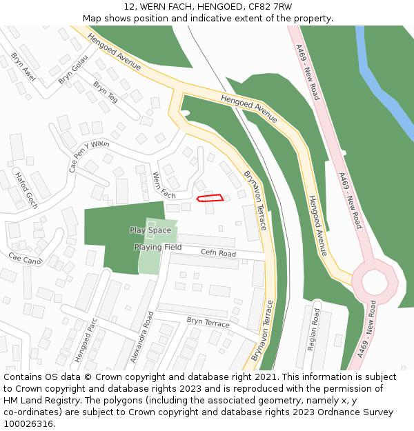 12, WERN FACH, HENGOED, CF82 7RW: Location map and indicative extent of plot