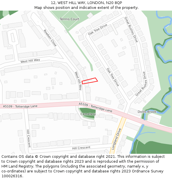 12, WEST HILL WAY, LONDON, N20 8QP: Location map and indicative extent of plot