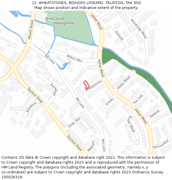 12, WHEATSTONES, BISHOPS LYDEARD, TAUNTON, TA4 3NS: Location map and indicative extent of plot