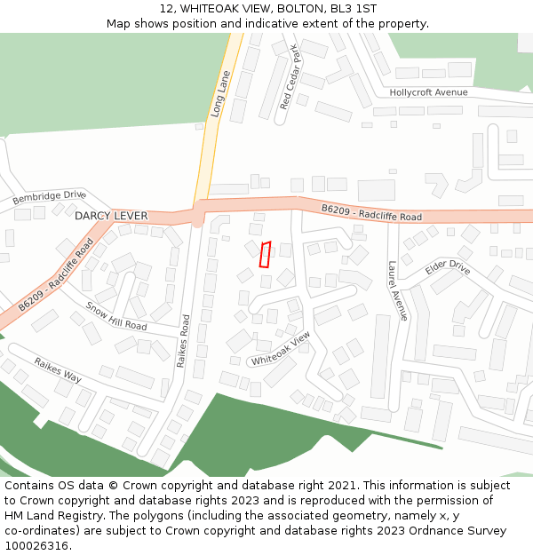 12, WHITEOAK VIEW, BOLTON, BL3 1ST: Location map and indicative extent of plot
