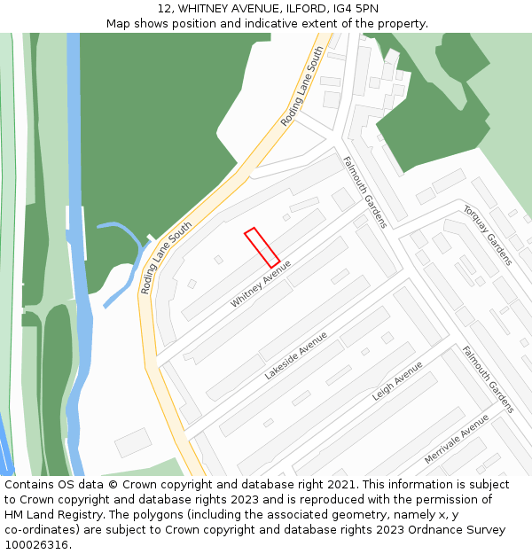 12, WHITNEY AVENUE, ILFORD, IG4 5PN: Location map and indicative extent of plot