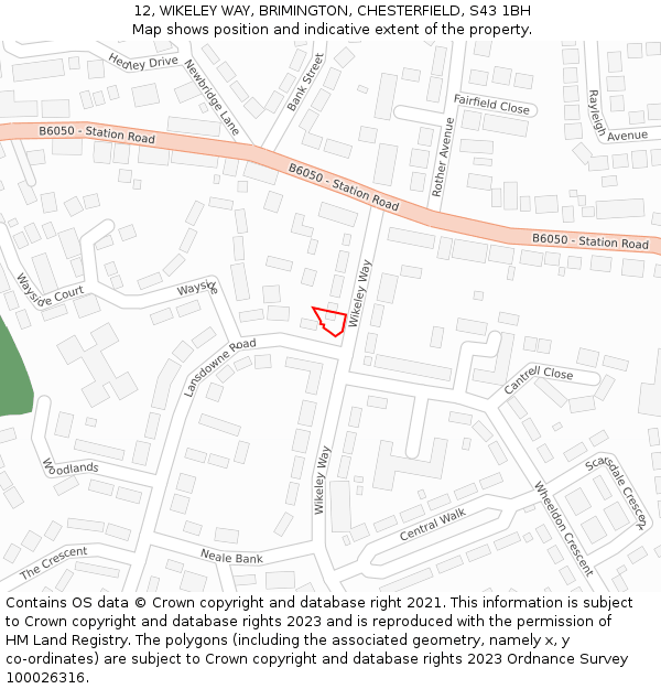 12, WIKELEY WAY, BRIMINGTON, CHESTERFIELD, S43 1BH: Location map and indicative extent of plot