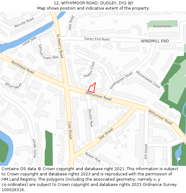 12, WITHYMOOR ROAD, DUDLEY, DY2 9JY: Location map and indicative extent of plot
