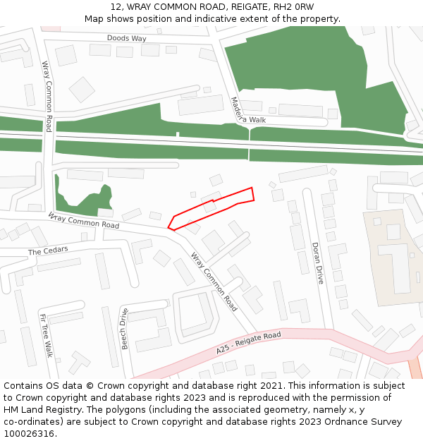 12, WRAY COMMON ROAD, REIGATE, RH2 0RW: Location map and indicative extent of plot