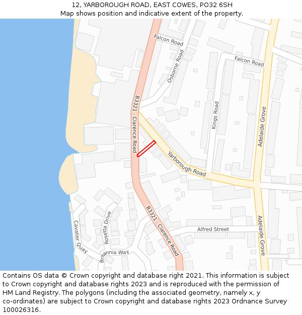 12, YARBOROUGH ROAD, EAST COWES, PO32 6SH: Location map and indicative extent of plot