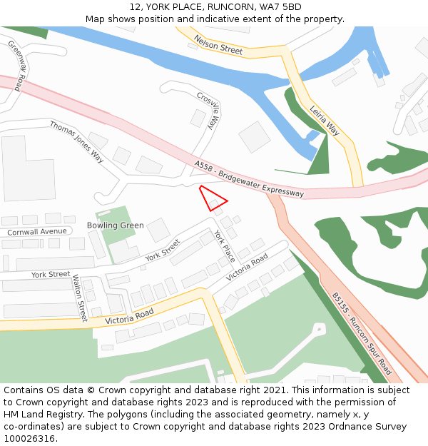 12, YORK PLACE, RUNCORN, WA7 5BD: Location map and indicative extent of plot