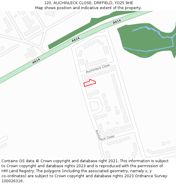 120, AUCHINLECK CLOSE, DRIFFIELD, YO25 9HE: Location map and indicative extent of plot