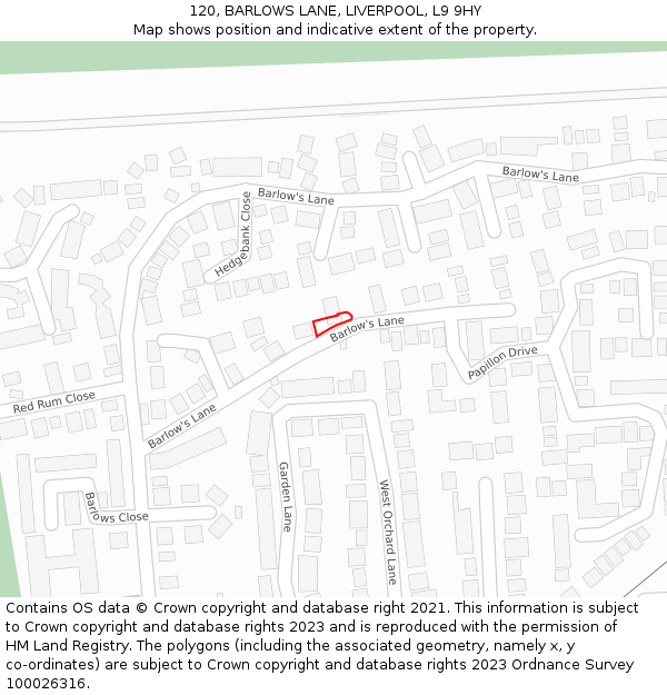 120, BARLOWS LANE, LIVERPOOL, L9 9HY: Location map and indicative extent of plot