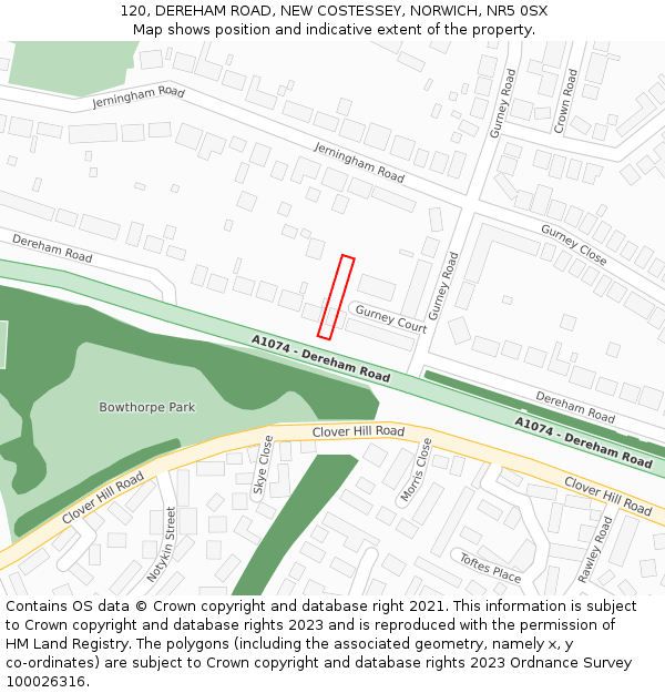 120, DEREHAM ROAD, NEW COSTESSEY, NORWICH, NR5 0SX: Location map and indicative extent of plot