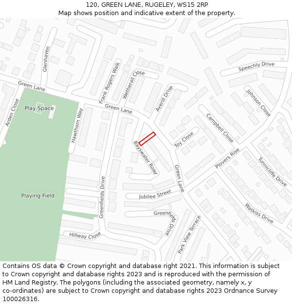 120, GREEN LANE, RUGELEY, WS15 2RP: Location map and indicative extent of plot