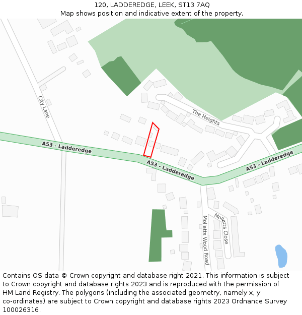 120, LADDEREDGE, LEEK, ST13 7AQ: Location map and indicative extent of plot