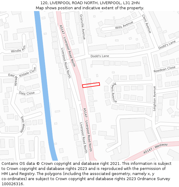 120, LIVERPOOL ROAD NORTH, LIVERPOOL, L31 2HN: Location map and indicative extent of plot