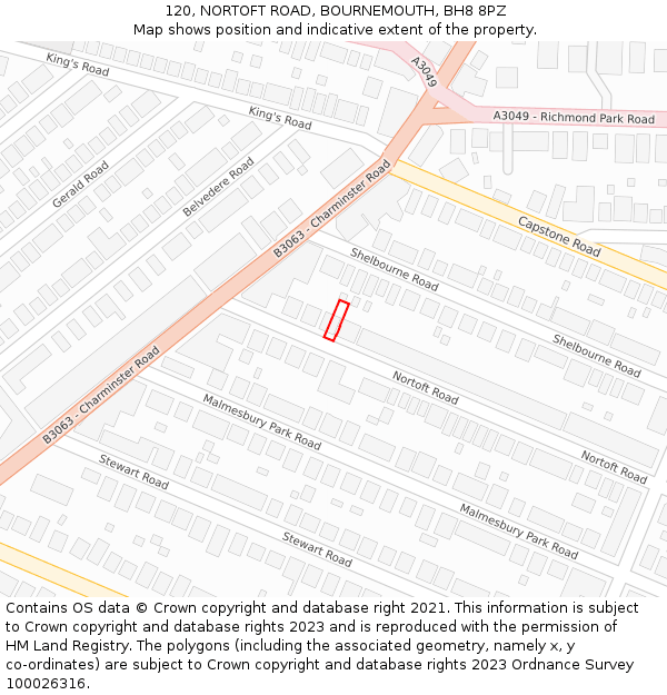 120, NORTOFT ROAD, BOURNEMOUTH, BH8 8PZ: Location map and indicative extent of plot