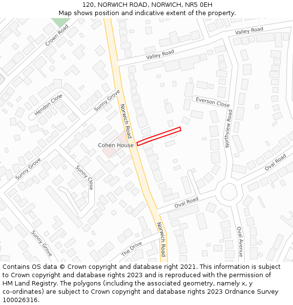 120, NORWICH ROAD, NORWICH, NR5 0EH: Location map and indicative extent of plot