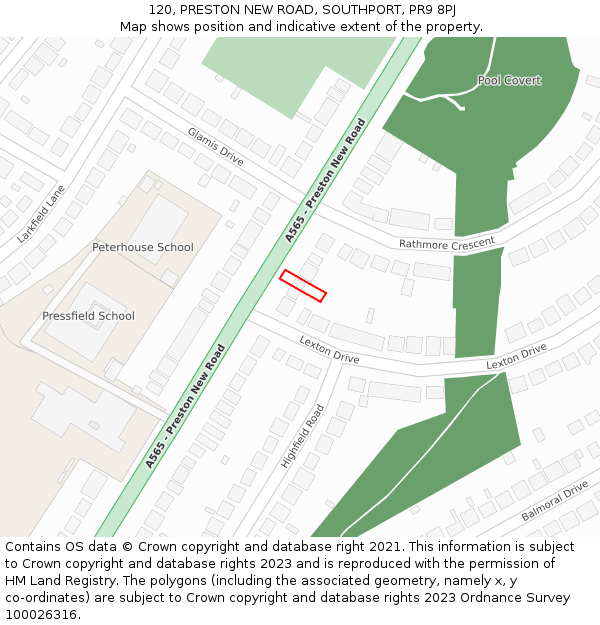 120, PRESTON NEW ROAD, SOUTHPORT, PR9 8PJ: Location map and indicative extent of plot