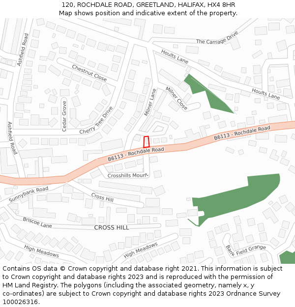120, ROCHDALE ROAD, GREETLAND, HALIFAX, HX4 8HR: Location map and indicative extent of plot