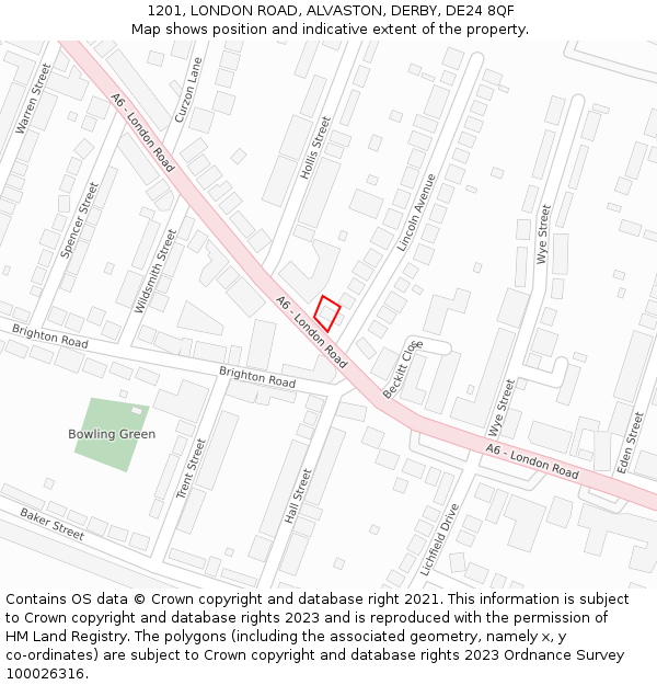 1201, LONDON ROAD, ALVASTON, DERBY, DE24 8QF: Location map and indicative extent of plot