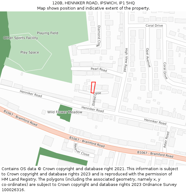 120B, HENNIKER ROAD, IPSWICH, IP1 5HQ: Location map and indicative extent of plot