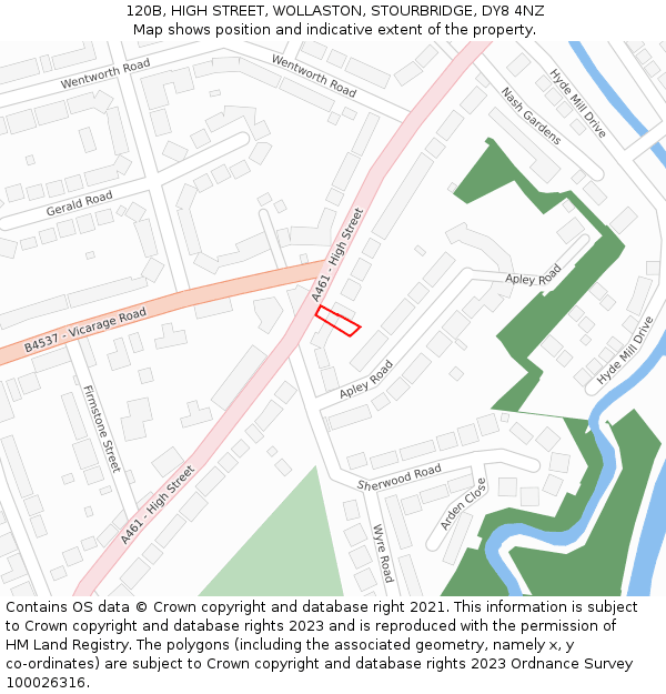120B, HIGH STREET, WOLLASTON, STOURBRIDGE, DY8 4NZ: Location map and indicative extent of plot