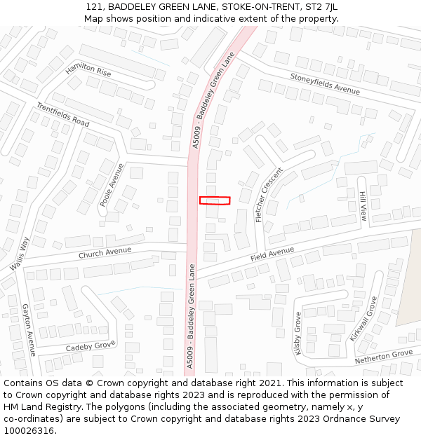 121, BADDELEY GREEN LANE, STOKE-ON-TRENT, ST2 7JL: Location map and indicative extent of plot