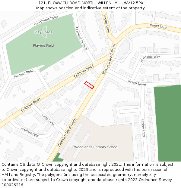 121, BLOXWICH ROAD NORTH, WILLENHALL, WV12 5PX: Location map and indicative extent of plot