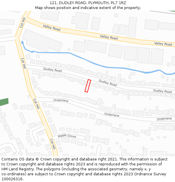 121, DUDLEY ROAD, PLYMOUTH, PL7 1RZ: Location map and indicative extent of plot