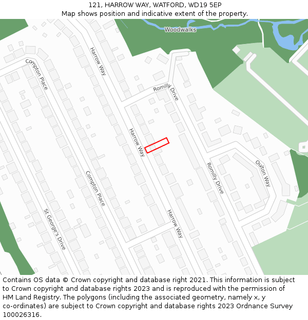 121, HARROW WAY, WATFORD, WD19 5EP: Location map and indicative extent of plot