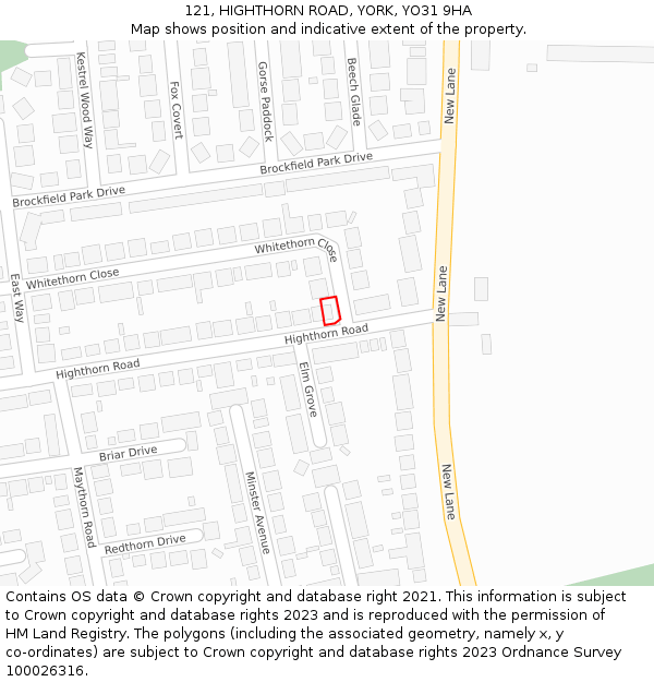 121, HIGHTHORN ROAD, YORK, YO31 9HA: Location map and indicative extent of plot