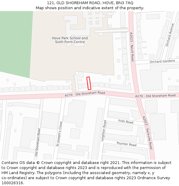 121, OLD SHOREHAM ROAD, HOVE, BN3 7AQ: Location map and indicative extent of plot