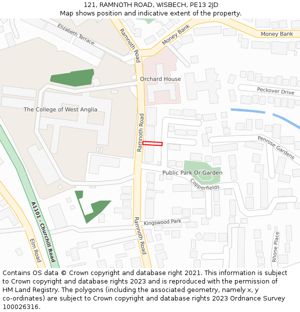 121, RAMNOTH ROAD, WISBECH, PE13 2JD: Location map and indicative extent of plot