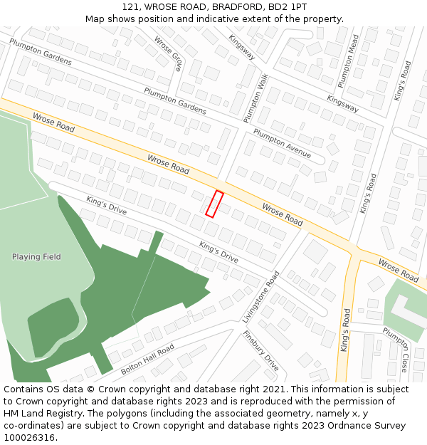 121, WROSE ROAD, BRADFORD, BD2 1PT: Location map and indicative extent of plot