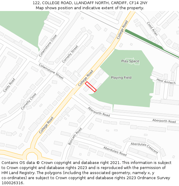 122, COLLEGE ROAD, LLANDAFF NORTH, CARDIFF, CF14 2NY: Location map and indicative extent of plot