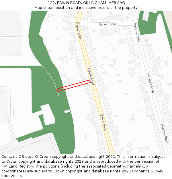 122, EDWIN ROAD, GILLINGHAM, ME8 0AG: Location map and indicative extent of plot