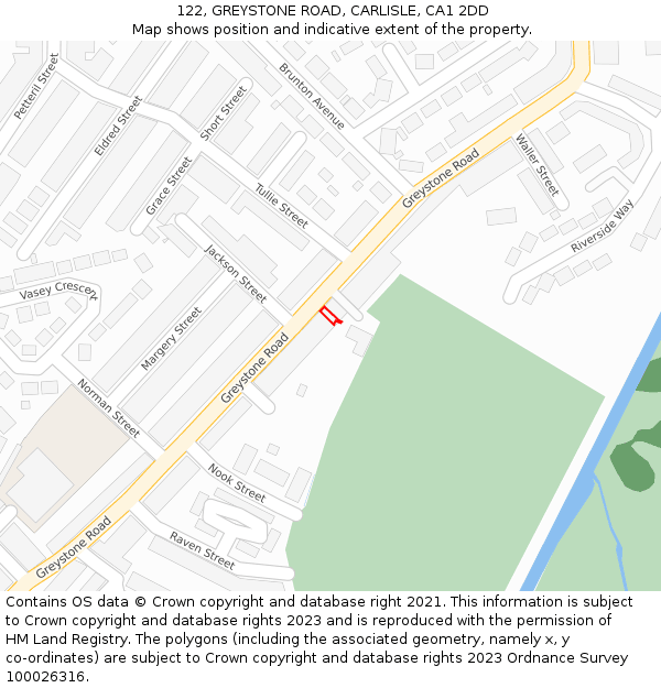 122, GREYSTONE ROAD, CARLISLE, CA1 2DD: Location map and indicative extent of plot
