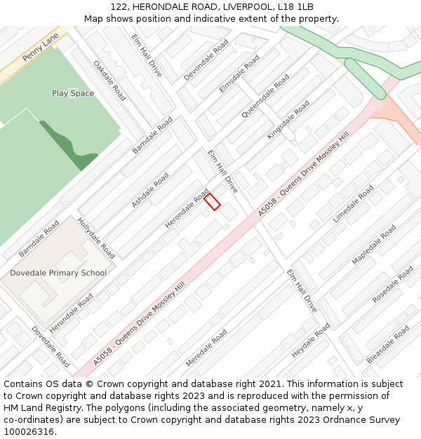 122, HERONDALE ROAD, LIVERPOOL, L18 1LB: Location map and indicative extent of plot
