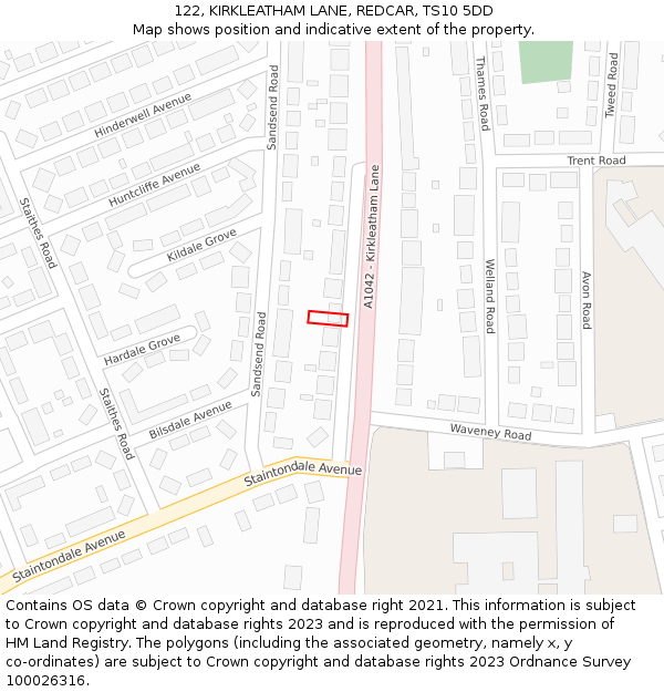 122, KIRKLEATHAM LANE, REDCAR, TS10 5DD: Location map and indicative extent of plot