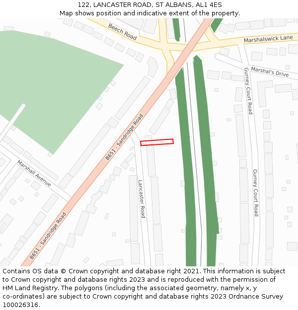 122, LANCASTER ROAD, ST ALBANS, AL1 4ES: Location map and indicative extent of plot