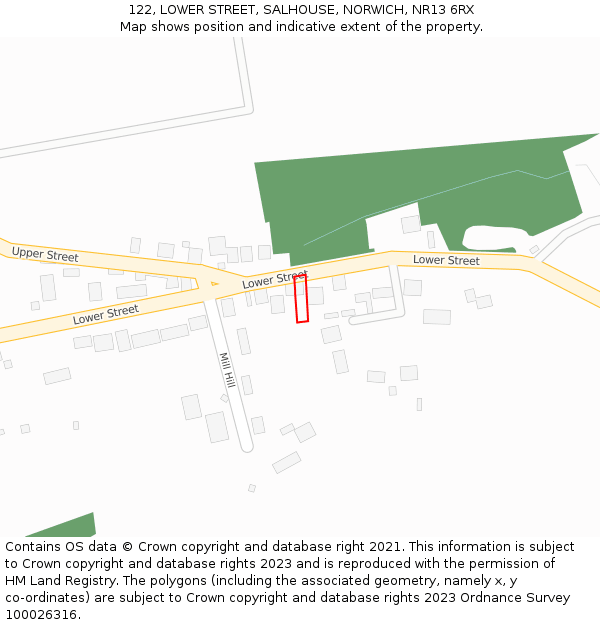 122, LOWER STREET, SALHOUSE, NORWICH, NR13 6RX: Location map and indicative extent of plot