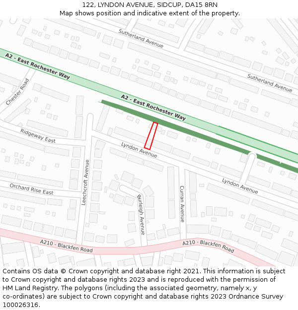 122, LYNDON AVENUE, SIDCUP, DA15 8RN: Location map and indicative extent of plot