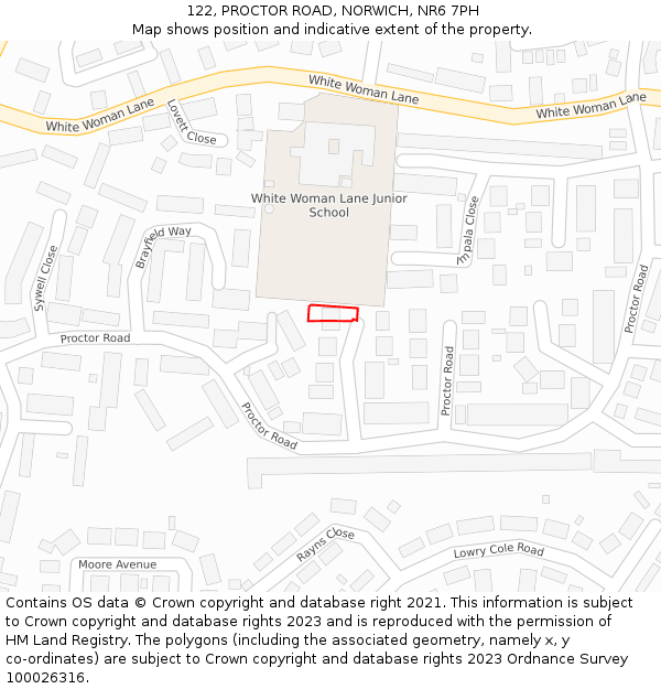 122, PROCTOR ROAD, NORWICH, NR6 7PH: Location map and indicative extent of plot