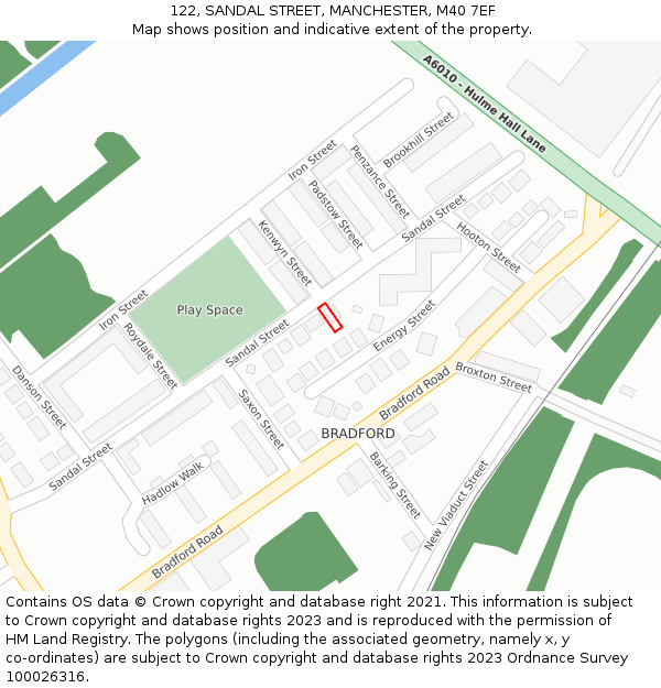122, SANDAL STREET, MANCHESTER, M40 7EF: Location map and indicative extent of plot