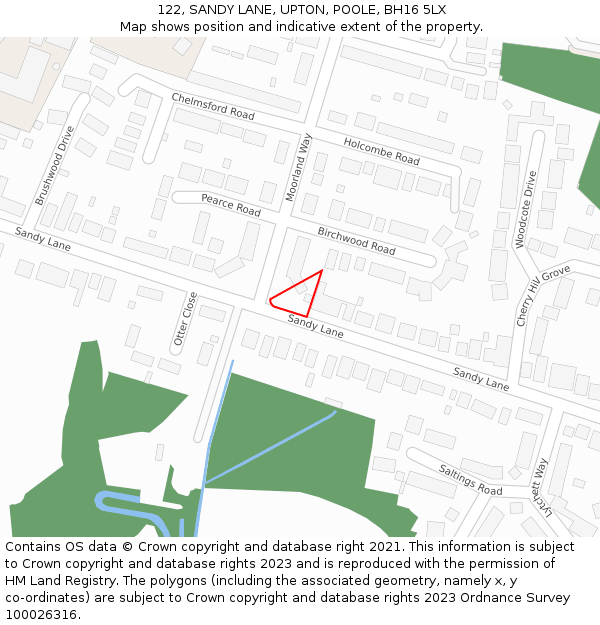 122, SANDY LANE, UPTON, POOLE, BH16 5LX: Location map and indicative extent of plot