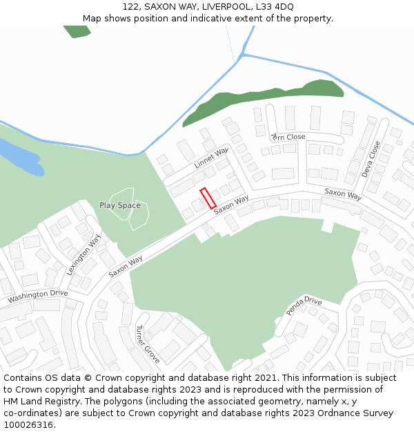 122, SAXON WAY, LIVERPOOL, L33 4DQ: Location map and indicative extent of plot